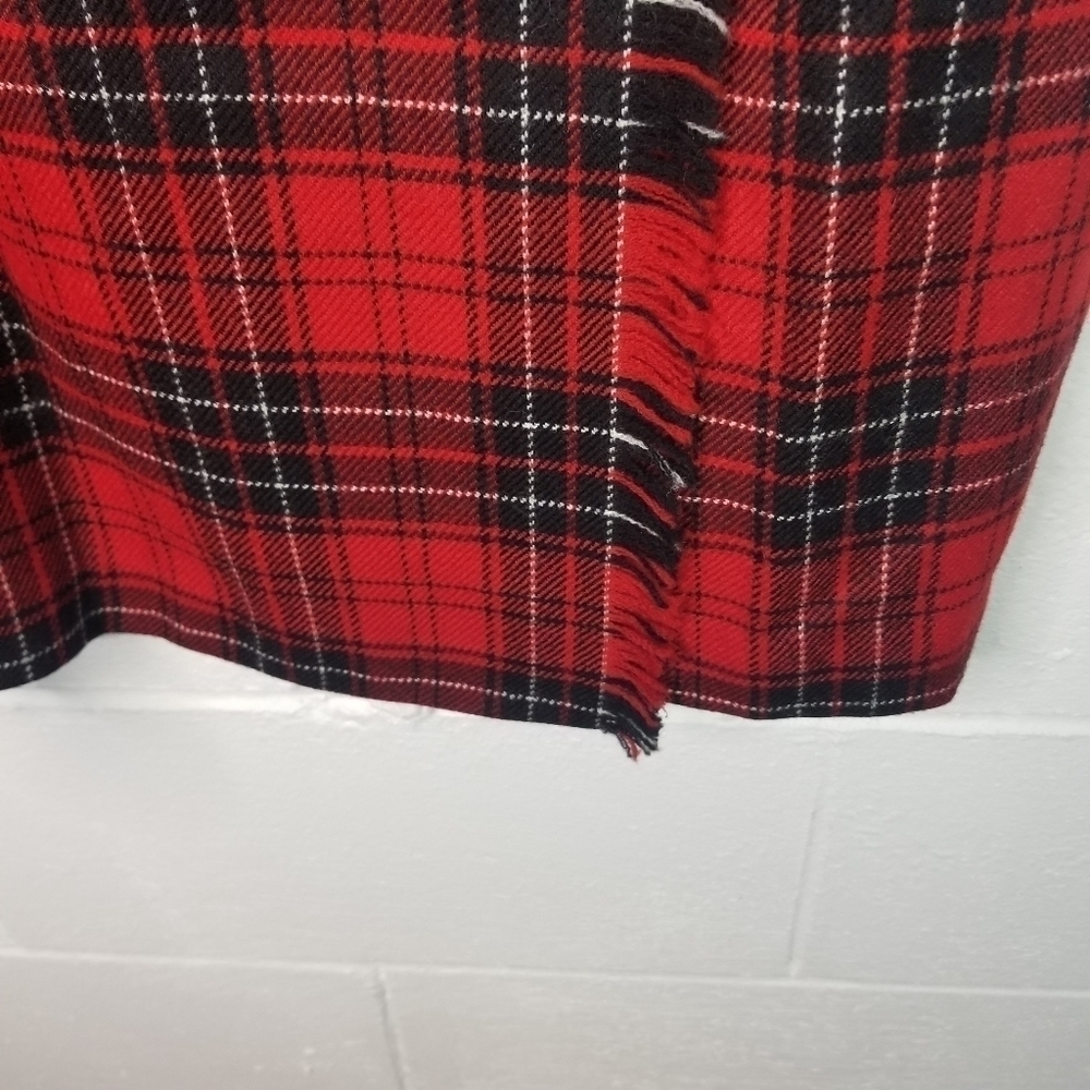 Vtg Rafaella red plaid wool blanket holiday cozy skirt - Picture 10 of 10